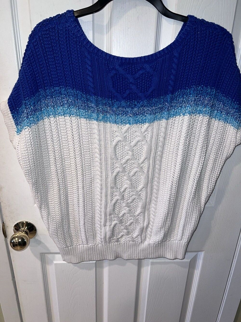 DESIGUAL Pullover Sweater Womens Sz S Ombre Cap Sleeve Boxy Chunky Fisherman Art - Picture 11 of 12